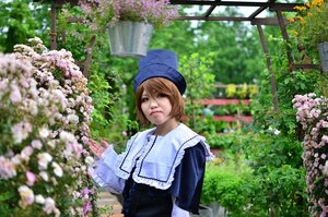 Rating: Safe Score: 0 Tags: 1girl blonde_hair blue_eyes blue_headwear blurry brown_hair day depth_of_field dress flower garden hat hydrangea lips long_sleeves outdoors short_hair solo souseiseki sunlight User: admin