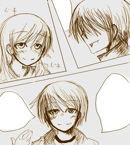 Rating: Safe Score: 0 Tags: 2girls blush comic couple erica_hartmann gertrud_barkhorn happy human long_hair monochrome multiple_girls school_uniform short_hair sketch smile uniform yuri User: admin