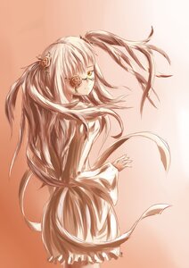Rating: Safe Score: 0 Tags: 1girl dress eyepatch flower frills glasses hair_flower hair_ornament image kirakishou long_hair orange_background rose solo striped white_hair yellow_eyes User: admin