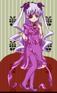 Rating: Safe Score: 0 Tags: 1girl barasuishou blue_eyes dress eyepatch full_body hair_ornament image long_hair pantyhose purple_dress purple_legwear solo standing striped very_long_hair User: admin