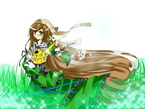 Rating: Safe Score: 0 Tags: 1girl auto_tagged blush brown_hair dress flower frills green_eyes heterochromia image long_hair red_eyes rose solo sparkle suiseiseki very_long_hair User: admin