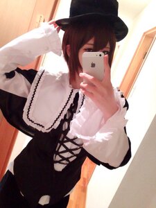 Rating: Safe Score: 0 Tags: 1girl black_eyes black_hair cellphone dress hat holding holding_phone long_sleeves mirror phone smartphone solo souseiseki User: admin