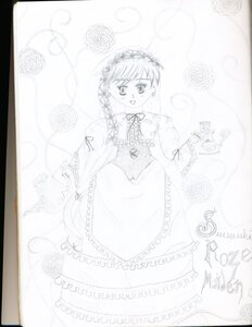 Rating: Safe Score: 0 Tags: 1girl 86800 :d braid dress flower frills greyscale image long_hair long_sleeves looking_at_viewer monochrome open_mouth shinku smile solo traditional_media twin_braids User: admin