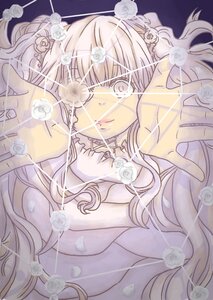 Rating: Safe Score: 0 Tags: 1girl choker eyepatch flower hair_flower hair_ornament hands image kirakishou long_hair looking_at_viewer pink_eyes rose smile solo white_flower white_rose User: admin