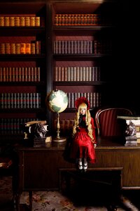 Rating: Safe Score: 0 Tags: 1girl 2girls blonde_hair book bookshelf dress hat multiple_girls red_dress shinku sitting solo User: admin