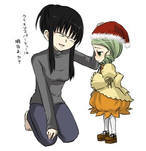 Rating: Safe Score: 0 Tags: 2girls black_hair blush closed_eyes dress drill_hair glasses green_eyes green_hair hat image kanaria kneeling kusabue_mitsu long_sleeves multiple_girls pantyhose solo striped User: admin