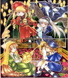Rating: Safe Score: 0 Tags: 4girls bad_id bad_pixiv_id blonde_hair blue_dress blue_eyes bonnet bow brown_hair cane dress drill_hair flower frills green_dress green_neckwear hairband hat head_scarf heterochromia image long_hair long_sleeves looking_at_viewer multiple multiple_girls pemoko red_dress red_eyes rose rozen_maiden shinku siblings sisters smile souseiseki suigintou suiseiseki tagme top_hat traditional_media twin_drills twins twintails very_long_hair wings User: admin