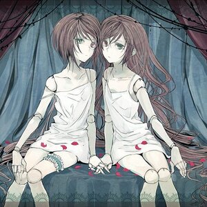 Rating: Safe Score: 0 Tags: 2girls black_hair curtains doll_joints dress flower green_eyes heterochromia holding_hands image interlocked_fingers joints long_hair multiple_girls pair petals robot_joints rose_petals short_hair sitting souseiseki suiseiseki white_dress User: admin