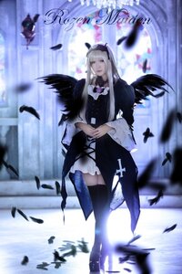 Rating: Safe Score: 0 Tags: 1girl bird black_dress black_feathers black_legwear black_wings blurry blurry_background blurry_foreground crow depth_of_field dove dress feathered_wings feathers frills long_hair long_sleeves motion_blur ribbon silver_hair solo standing suigintou thighhighs white_feathers wide_sleeves wings User: admin