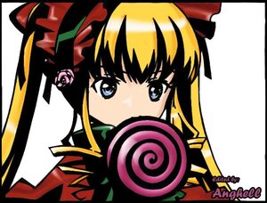 Rating: Safe Score: 0 Tags: 1girl bangs blonde_hair blue_eyes candy food halloween image jack-o'-lantern lollipop long_hair ribbon shinku simple_background solo striped swirl_lollipop white_background User: admin