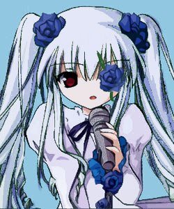 Rating: Safe Score: 0 Tags: 1girl barasuishou blue_flower blue_rose dress eyepatch flower hair_ornament image long_hair long_sleeves microphone red_eyes ribbon rose simple_background solo suigintou upper_body white_hair User: admin