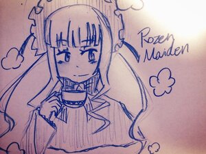 Rating: Safe Score: 0 Tags: 1girl bangs blunt_bangs cup eyebrows_visible_through_hair holding holding_cup image long_hair long_sleeves looking_at_viewer monochrome photo shinku sidelocks smile solo teacup traditional_media upper_body User: admin