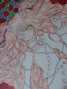 Rating: Safe Score: 0 Tags: 1girl acrylic_paint_(medium) dress eyepatch flower frills hair_flower hair_ornament image kirakishou long_hair pink_hair red_flower red_rose rose solo thorns traditional_media vines yellow_eyes User: admin