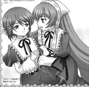 Rating: Safe Score: 0 Tags: 2girls artist_name blush dress frills greyscale image long_hair long_sleeves monochrome multiple_girls neck_ribbon pair ribbon short_hair siblings sisters souseiseki suiseiseki tears twins yuri User: admin