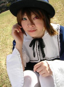 Rating: Safe Score: 0 Tags: 1girl 3d black_ribbon blurry brown_hair depth_of_field hat heterochromia long_sleeves looking_at_viewer neck_ribbon red_eyes ribbon short_hair smile solo souseiseki User: admin