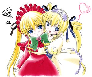 Rating: Safe Score: 0 Tags: 2girls :d annoyed blonde_hair blue_eyes blush bonnet bow crescent crossover dress drill_hair hair_ribbon head_tilt heart hug image imai_kazunari long_hair long_sleeves look-alike looking_at_viewer multiple_girls open_mouth red_dress rozen_maiden saint_october shinku shirafuji_natsuki sidelocks simple_background smile solo squiggle twin_drills twintails upper_body white_background white_dress yuri User: admin