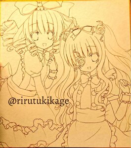 Rating: Safe Score: 0 Tags: 2girls apron bow dress drill_hair flower frills hair_flower hair_ornament hinaichigo image kirakishou long_hair monochrome multiple_girls open_mouth pair ribbon rose smile traditional_media twin_drills twintails yellow_theme User: admin