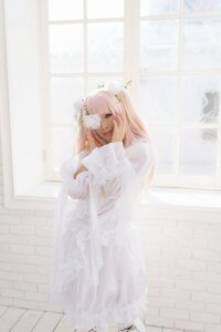 Rating: Safe Score: 0 Tags: 1girl blonde_hair dress flower gloves hair_flower kirakishou long_hair pink_hair solo veil wedding_dress white_dress white_flower white_gloves window User: admin