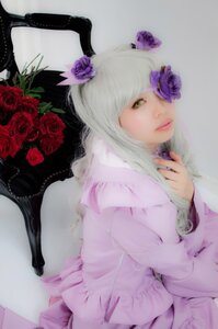 Rating: Safe Score: 0 Tags: 1girl barasuishou flower hair_flower hair_ornament lips long_hair purple_flower purple_rose red_flower red_rose rose solo yellow_eyes User: admin