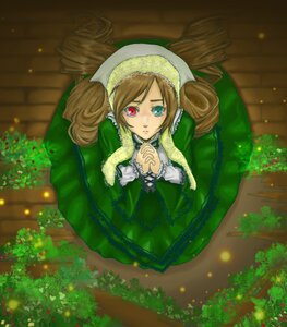 Rating: Safe Score: 0 Tags: 1girl auto_tagged brown_hair dress drill_hair frills from_above heterochromia image in_box interlocked_fingers long_hair long_sleeves looking_at_viewer red_eyes solo suiseiseki tears twintails User: admin