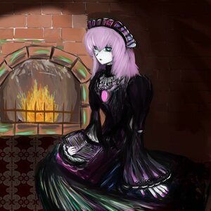 Rating: Safe Score: 0 Tags: 1girl black_dress dress gothic_lolita image long_hair long_sleeves looking_at_viewer megurine_luka pink_hair sitting solo suigintou User: admin