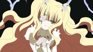 Rating: Safe Score: 0 Tags: 1girl blonde_hair dress eyepatch flower frills hair_flower hair_ornament hands_clasped image kirakishou long_hair own_hands_together rose smile solo thorns white_flower white_rose yellow_eyes User: admin