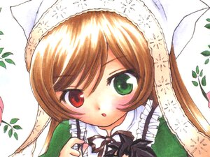 Rating: Safe Score: 0 Tags: 1girl :o blush brown_hair dress frills green_eyes head_scarf image leaf long_sleeves plant ribbon short_hair solo suiseiseki User: admin