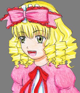 Rating: Safe Score: 0 Tags: 1girl :d blonde_hair bow dress eyebrows_visible_through_hair green_eyes hina_ichigo hinaichigo image juliet_sleeves looking_at_viewer open_mouth pink_bow puffy_short_sleeves puffy_sleeves short_hair simple_background smile solo upper_body white_background User: admin