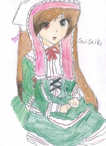 Rating: Safe Score: 0 Tags: 1girl brown_hair dress frills green_dress heterochromia image long_hair long_sleeves looking_at_viewer red_eyes ribbon simple_background solo suiseiseki very_long_hair white_background User: admin