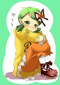 Rating: Safe Score: 0 Tags: 1girl :< blush dress drill_hair full_body green_eyes green_hair hair_ornament image kanaria long_sleeves pantyhose pout ribbon short_hair solo tears twin_drills yellow_dress User: admin