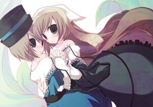 Rating: Safe Score: 0 Tags: 2girls bare_shoulders blush brown_hair commentary_request dress hat head_scarf heterochromia holding_hands image interlocked_fingers kosori_(dennoukitan) long_hair long_sleeves multiple_girls pair rozen_maiden short_hair siblings sisters souseiseki suiseiseki twins very_long_hair User: admin