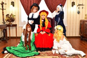 Rating: Safe Score: 0 Tags: 4girls 6+girls blonde_hair blue_eyes brown_hair closed_eyes dress frills hat long_hair multiple_cosplay multiple_girls short_hair siblings silver_hair souseiseki suiseiseki tagme User: admin