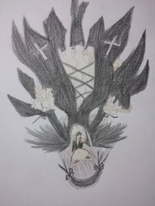 Rating: Safe Score: 0 Tags: 1girl bangs black_wings closed_mouth dress frills grey_background hairband image long_hair long_sleeves looking_at_viewer red_eyes rose simple_background solo standing suigintou traditional_media very_long_hair wings User: admin