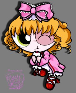 Rating: Safe Score: 0 Tags: 1girl blonde_hair bow chibi dress eating hina_ichigo hinaichigo image pink_bow short_hair solo transparent_background User: admin