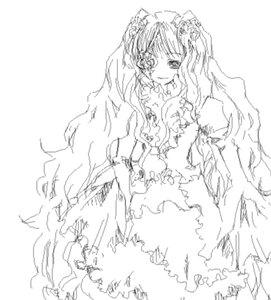 Rating: Safe Score: 0 Tags: 1girl bare_shoulders dress elbow_gloves flower frills gloves greyscale image kirakishou long_hair monochrome rose solo veil very_long_hair User: admin