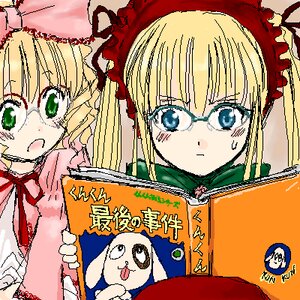 Rating: Safe Score: 0 Tags: 2girls artist_request bespectacled blonde_hair blue_eyes blush bonnet book bow glasses green_eyes hair_ribbon hat hina_ichigo hinaichigo image in_box kunkun long_sleeves lowres multiple_girls oekaki open_mouth pair pink_bow reading ribbon rozen_maiden shinku sweatdrop twintails User: admin