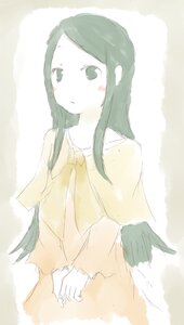 Rating: Safe Score: 0 Tags: 1girl ascot black_hair dress expressionless green_eyes green_hair image kanaria long_hair long_sleeves looking_at_viewer solo striped upper_body yellow_neckwear User: admin