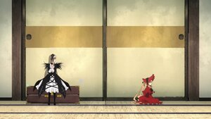 Rating: Safe Score: 0 Tags: barefoot black_hair detached_sleeves dress hair_bow hakurei_reimu image long_hair multiple_girls pair shinku suigintou tatami User: admin
