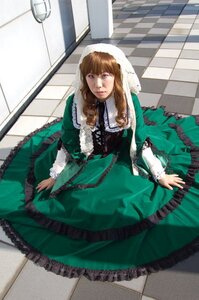 Rating: Safe Score: 0 Tags: 1girl argyle argyle_background brown_hair checkered checkered_background checkered_floor dress green_dress long_hair pantyhose solo suiseiseki tile_floor tile_wall tiles User: admin
