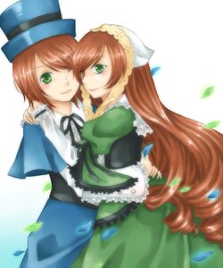 Rating: Safe Score: 0 Tags: 2girls brown_hair dress frills green_eyes hat hug image leaf long_hair long_sleeves multiple_girls pair short_hair siblings sisters smile souseiseki suiseiseki top_hat twins very_long_hair User: admin