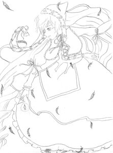 Rating: Safe Score: 0 Tags: 1girl braid feathers frills greyscale hakurei_reimu image lineart long_hair monochrome solo suiseiseki User: admin