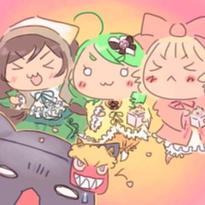 Rating: Safe Score: 0 Tags: 3girls :3 :d >_< ahoge brown_hair closed_eyes green_hair hair_ornament image long_hair multiple multiple_girls open_mouth smile tagme xd User: admin