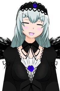 Rating: Safe Score: 0 Tags: 1girl :d auto_tagged black_dress blue_flower blue_rose blush closed_eyes dress flower gothic_lolita hairband image lolita_fashion lolita_hairband long_hair long_sleeves open_mouth rose silver_hair simple_background smile solo suigintou upper_body white_background User: admin