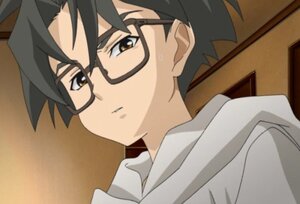 Rating: Safe Score: 0 Tags: 1boy bangs black-framed_eyewear black_hair brown_eyes close-up closed_mouth face frown glasses human sakurada_jun screenshot solo spiked_hair sweatdrop User: admin