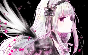 Rating: Safe Score: 0 Tags: 1girl bangs black_background black_ribbon eyebrows_visible_through_hair floating_hair flower hairband image long_hair ribbon silver_hair simple_background solo suigintou User: admin