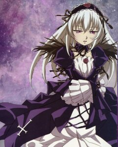 Rating: Safe Score: 0 Tags: 1girl black_wings detached_collar dress flower frills hairband image long_hair long_sleeves looking_at_viewer pink_eyes rose silver_hair sky solo star_(sky) suigintou wings User: admin
