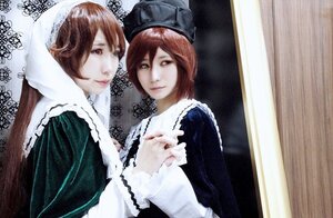 Rating: Safe Score: 0 Tags: 2girls brown_eyes brown_hair dress hat head_scarf long_hair long_sleeves looking_at_viewer multiple_cosplay multiple_girls short_hair siblings sisters smile souseiseki suiseiseki tagme twins User: admin