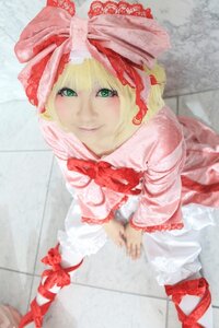 Rating: Safe Score: 0 Tags: 1girl auto_tagged blonde_hair bow chain-link_fence depth_of_field dress frills green_eyes hat hina_ichigo hinaichigo looking_at_viewer photo ribbon shoes short_hair smile solo tile_floor tiles User: admin