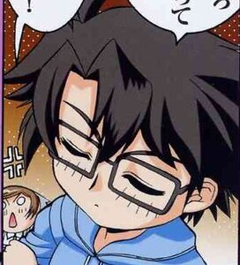 Rating: Safe Score: 0 Tags: black_hair brown_hair closed_eyes glasses hat hood image sakurada_jun solo suiseiseki User: admin