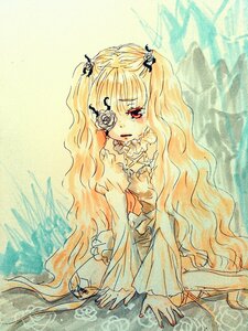 Rating: Safe Score: 0 Tags: 1girl blonde_hair dress eyepatch flower image kirakishou long_hair red_eyes rose sitting solo tears traditional_media very_long_hair watercolor_(medium) wavy_hair User: admin
